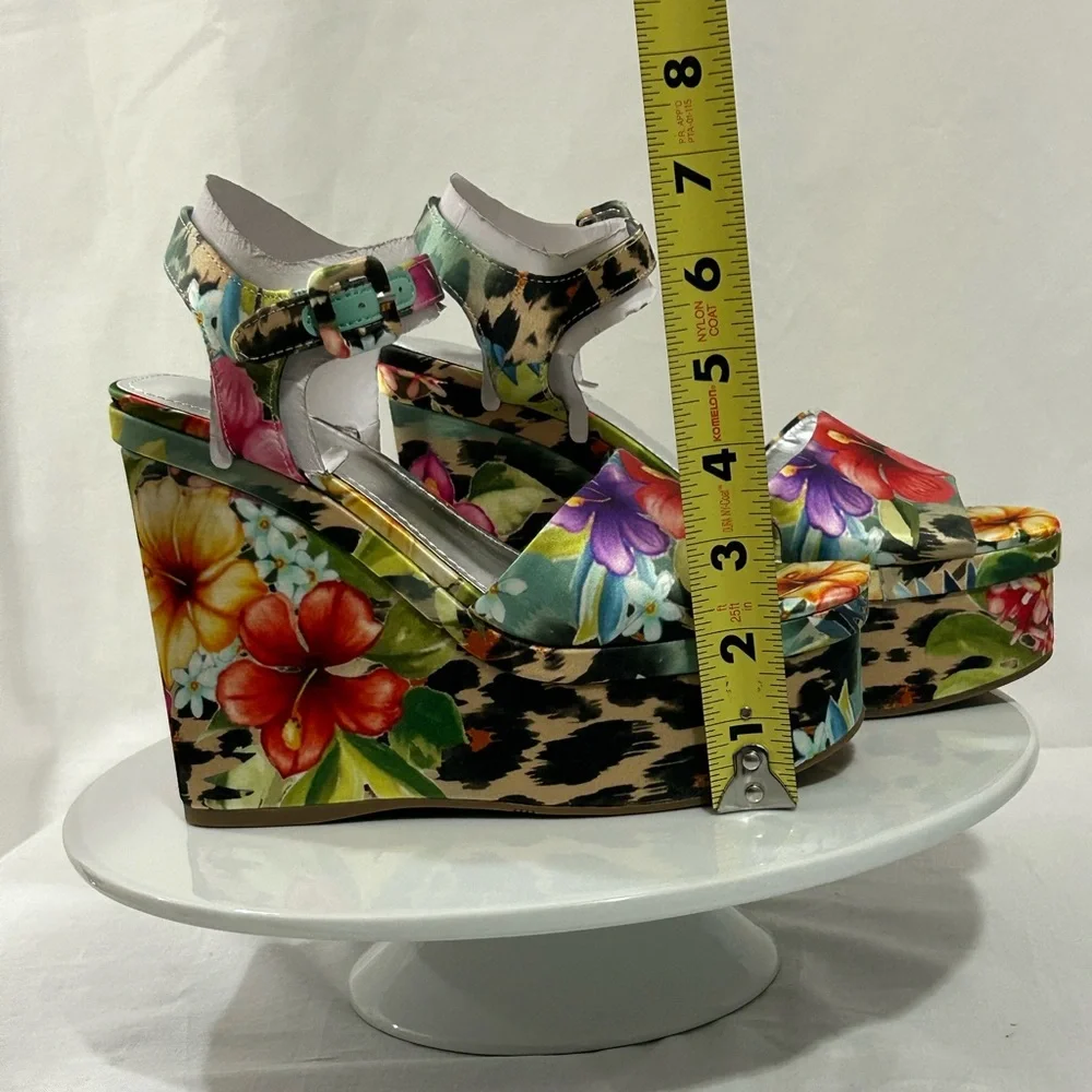 Women’s Floral Leopard Platform Sandals - Multicolor